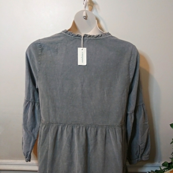 Sundance Dylan Boho Sage Green, Long Sleeved, Tiered Skirt Corduroy Mini Dress - Picture 9 of 14
